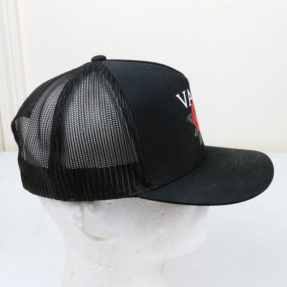 Vans Trucker Hat Adjustable Black Mesh Back Rose Graphic - Picture 5 of 6